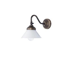 Wandlamp In Donker Bronzen Afwerking Met Glazen Kap