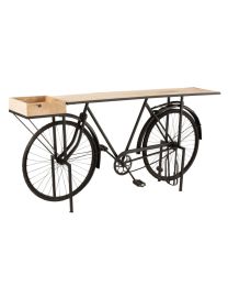 Console Fiets Metaal/mango Hout Zwart/naturel