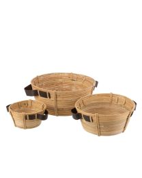 Set Van 3 Schalen + Handvat Rotan Naturel