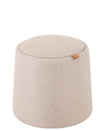 Poef/bijzettafel Rond Textiel/hout Beige - Per 2