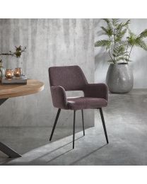 Armstoel Met Open Rug In Aubergine Bekleding - Per 2