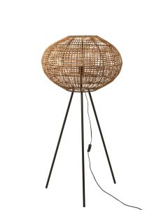 Staanlamp Driepoot Rattan/metaal Bruin/zwart Small