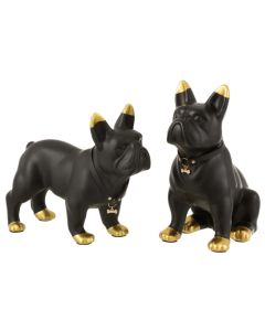 Bulldog Ketting Keramiek Zwart/goud Large Assortiment Van 2