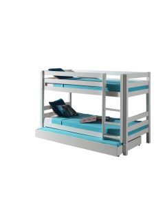 Pino-combinatie Met Wit Pino Stapelbed En Een Pino Rolbed 90x195cm Wit