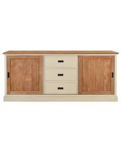 Buffet Kast Met 2 Schuifdeuren En 3 Lade. Teak Afwerking