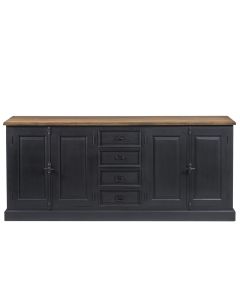 Buffet Kast Met 4 Deuren En 4 Lade In Old Black, Teak