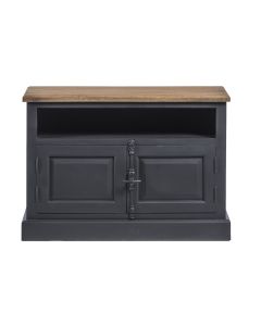 Tv Kast In Old Black, Teak. 2 Deuren