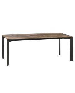 Eetkamertafel 220cm In Gerecycleerde Teak, Metalen Poten